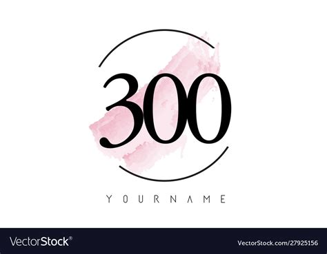 Number 300 watercolor stroke logo design Vector Image