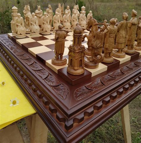 Wooden Chess Set: Board Pieces Exclusive Handmade Big Large | Etsy | Wooden chess pieces, Chess ...