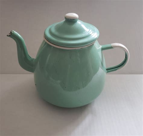 Emalia Olkusz 1907 Mint Green Enamel Teapot | Enamel teapot, Tea pots, Green enamel
