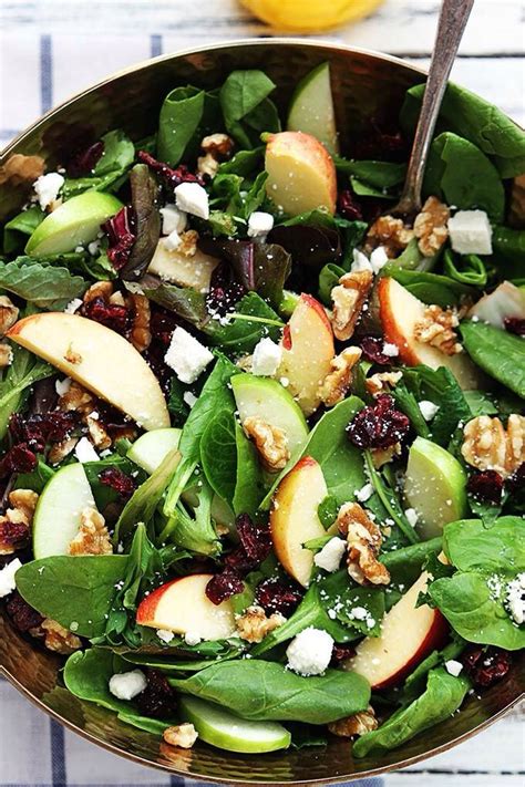 APPLE CRANBERRY WALNUT SALAD: Crisp apples, dried cranberries, feta ...