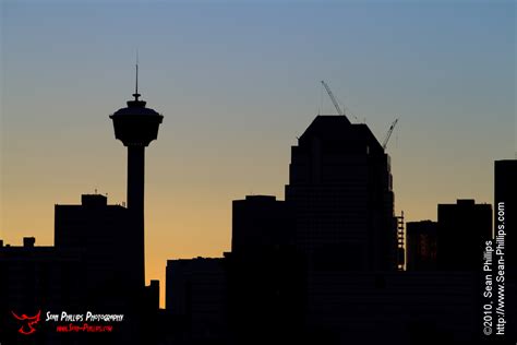 The Calgary Skyline Silhouetted against the Sunset - Sean Phillips ...