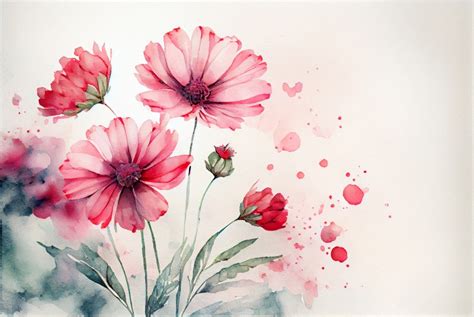 Free Watercolor Pink Flower Background Image