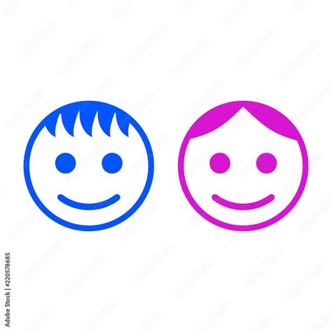 Baby boy and girl face icon symbol sign – vector Stock Vector | Adobe Stock