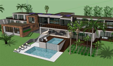 3d Modern House design sketch up file - Cadbull