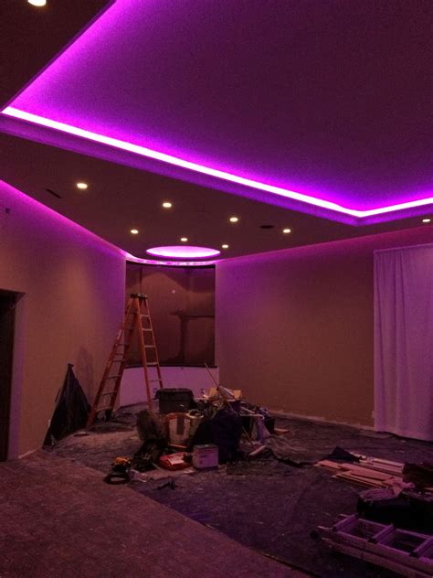 LED tape in soffet millions and millions of colors #LED #LEDlighting #colors #Cateringhall # ...