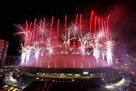 Fireworks explode over BC Place Stadium at the end of the closing ceremony of the Vancouver 2010 ...