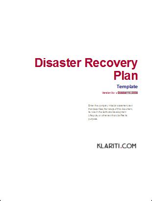 Disaster Recovery Plan Template (MS Word+Excel) – Templates, Forms ...