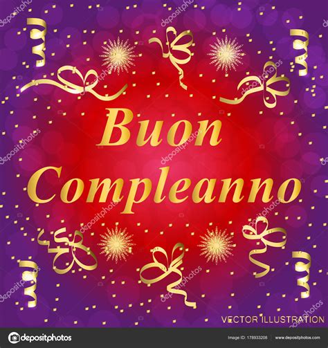 Buon Compleanno greeting card. Brightly Colorful illustration. Happy Birthday typography design ...