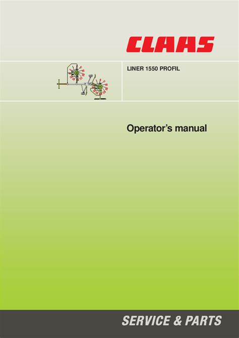 Claas LINER 1250 Profil Swather Operation Manual - Service manual Repair manual PDF Download