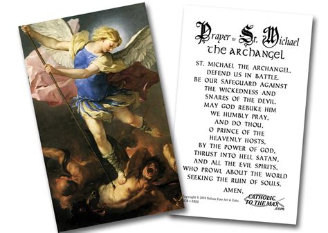 St Michael The Archangel Prayer Card - Printable Cards