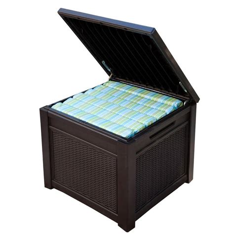 Keter 55 Gal. Resin Rattan Storage Cube Deck Box-228979 - The Home Depot