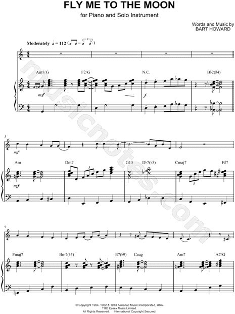 Frank Sinatra "Fly Me to the Moon - Piano Accompaniment" Sheet Music in C Major - Download ...