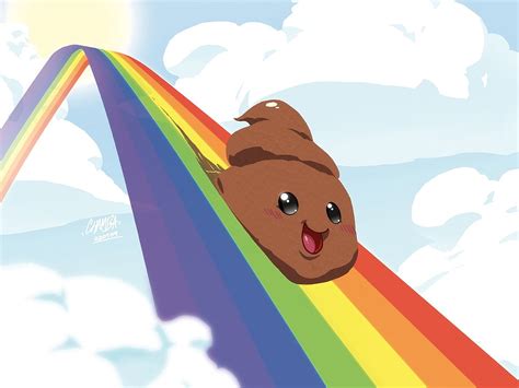 Poop on rainbow illustration HD wallpaper | Wallpaper Flare