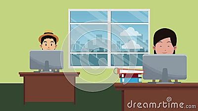 Office Workplace Scenery HD Animation Stock Video - Video of hall, place: 120008241