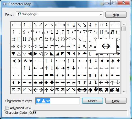 Character Map Symbols