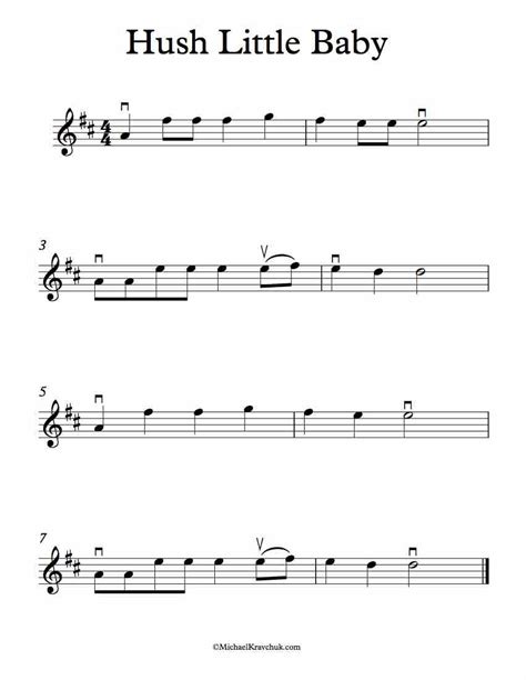 Free Violin Sheet Music – Hush Little Baby – Michael Kravchuk