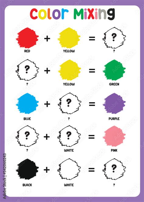 Mixing color worksheet. Learning about color. Mixing colors (primary ...