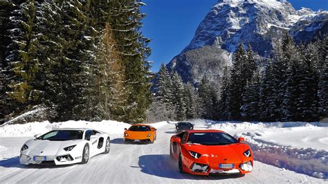 Lamborghini Drifting In Snow