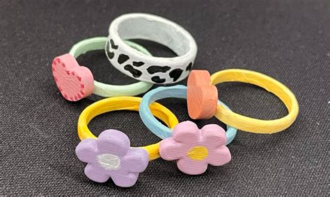 SLA 3D Printed and Acrylic Painted Flower Rings - FacFox