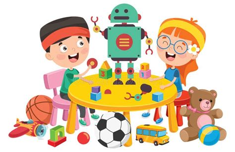 Happy Children Playing with Toys Stock Vector - Illustration of happy ...