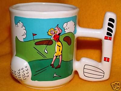 CHICO'S PARADISE : GOLF MUG Vintage COFFEE CUP Lady Golfer CLUB & BALL Fun