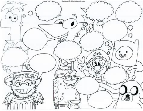 Popular Cartoon Characters Coloring Sheet by Rumpelstiltskinito on ...