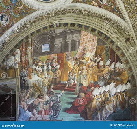 Ancient Frescoes Raphael Rooms Coronation of Charlemagne Editorial ...