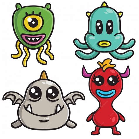 Premium Vector | Monster character design vector cartoon set