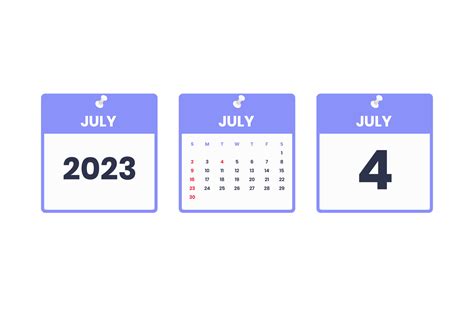 July calendar design. July 4 2023 calendar icon for schedule ...