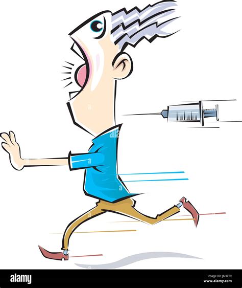 comic humour injection cartoon syringe man natural guy art eyes pain Stock Photo: 141750233 - Alamy