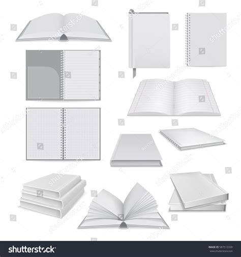 Book Notepad Mockup Set Realistic Illustration Stock Vector (Royalty ...