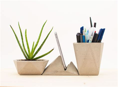 Modern Concrete Desk Accessories Kit Crowdyhouse | Desk accessories, Modern desk accessories ...