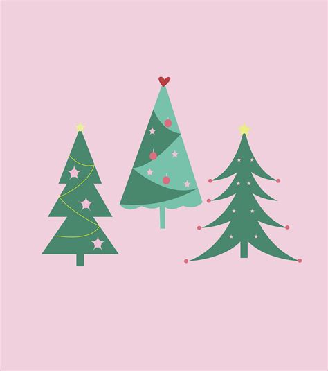 Download Minimalist Christmas Tree Art On Pink Wallpaper | Wallpapers.com