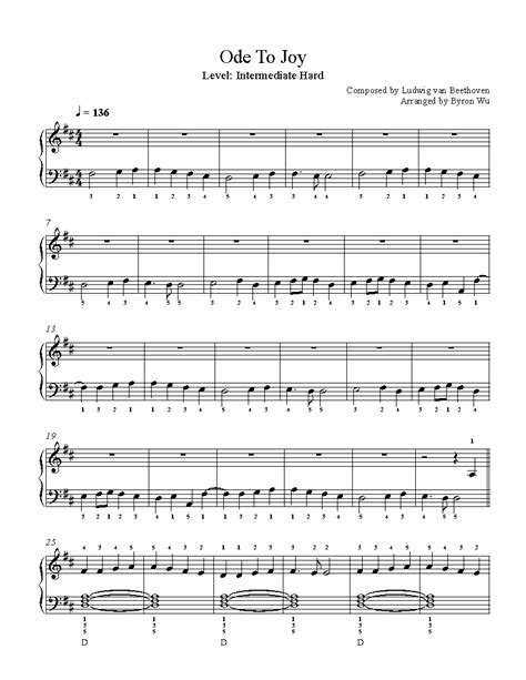 Ode To Joy by Ludwig van Beethoven Sheet Music & Lesson | Intermediate Level