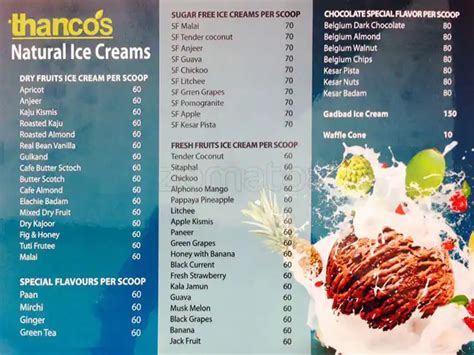 Thancos Natural Ice Cream Menu - Zomato