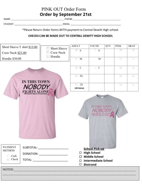 Order Pink Out football game shirts! | Central DeWitt School District