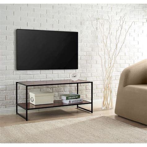 Modern Design 40-inch TV Stand in Metal / Brown Wood Finish | Modern ...