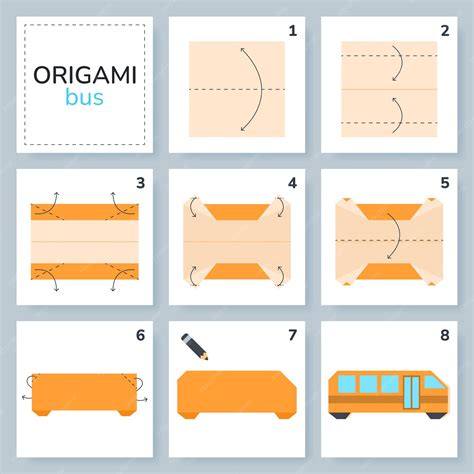 Premium Vector | School bus origami scheme tutorial moving model ...