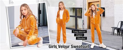 Amazon.com: Arshiner 2 Piece Outfits for Girls Velour Tracksuit Hoodie ...