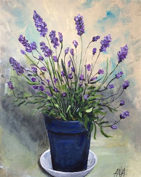 Lavender a printed from my original acrylic painting. | Verfkunst, Idee verf, Bloemenschilderijen