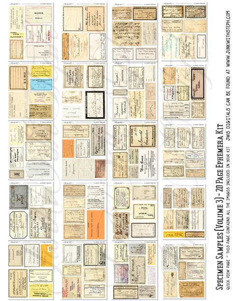 Specimen Labels Vol. 3 With 20 Pages With Over 150 Seperate | Etsy