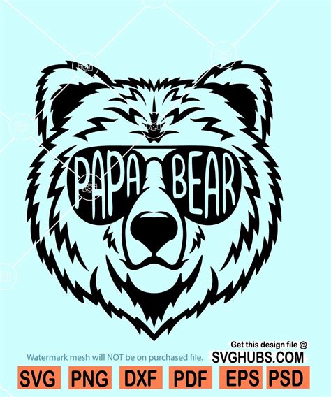 Papa Bear SVG files for cricut, Papa bear face svg, fathers day svg