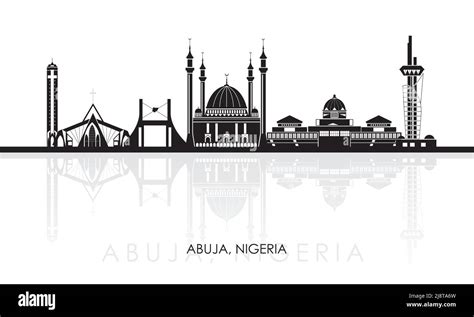 Silhouette Skyline panorama of city of Abuja, Nigeria - vector ...