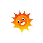 Vector graphics of smiling sun with thin hair | Free SVG