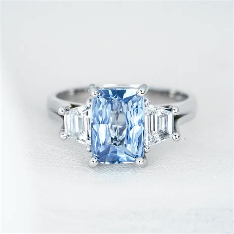 Light Blue Sapphire Engagement Ring in Platinum – deliqagems