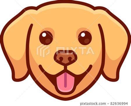 Cute cartoon Golden Retriever dog face - Stock Illustration [82636994 ...