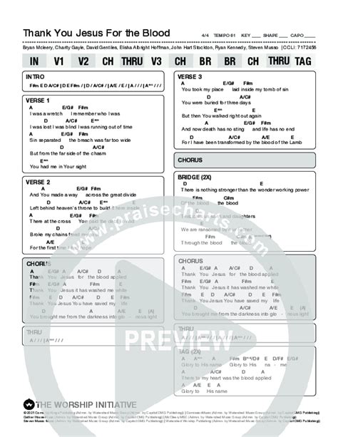 Thank You Jesus For The Blood Chords PDF (Shane & Shane / The Worship ...
