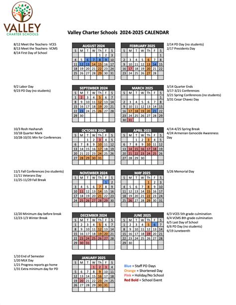 School Year 2024-25 Calendar at a Glance – VCS Family Engagement ...