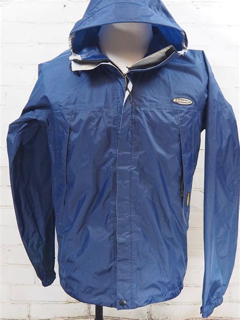 STEARNS Dry Wear Rain Jacket Mens M Blue Hooded Coat Wind/Waterproof ...