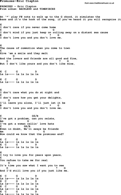 Blues Guitar lesson for Promises-Eric Clapton, with Chords, Tabs, and Lyrics